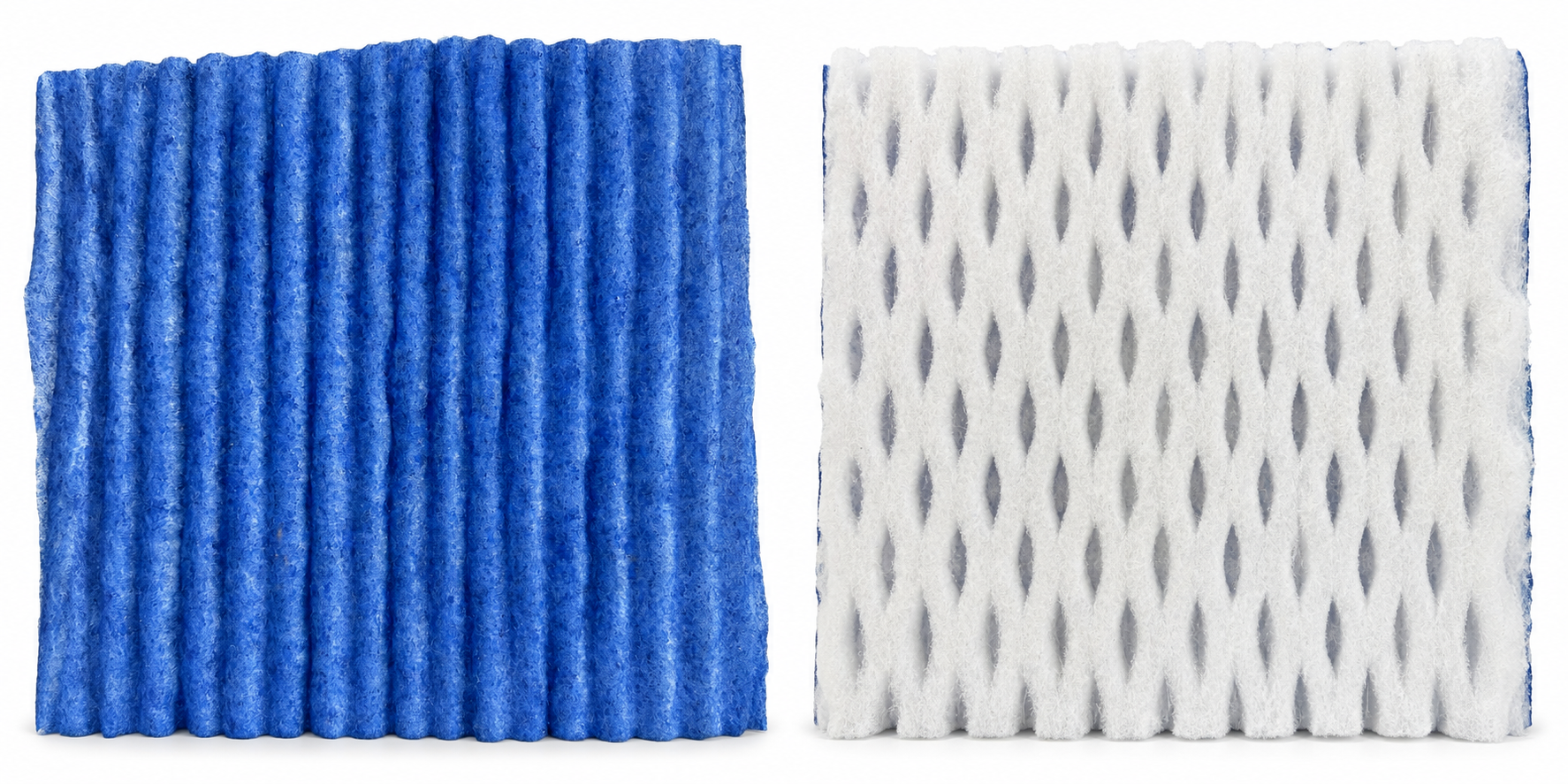 Blue paint-pocket overspray media with structured white reverse face