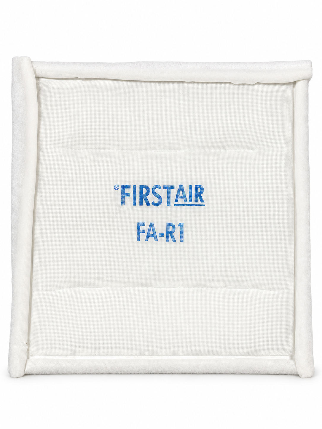 White FIRSTAIR FA-R1 intake filter panel with original printed identification