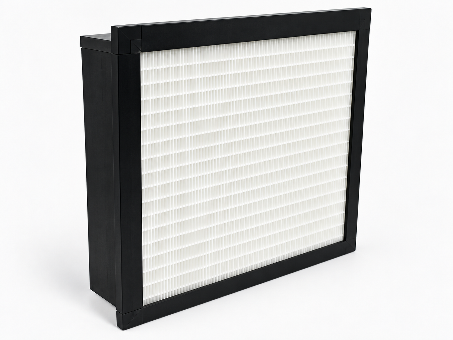 Mini-pleat filter with a projecting header